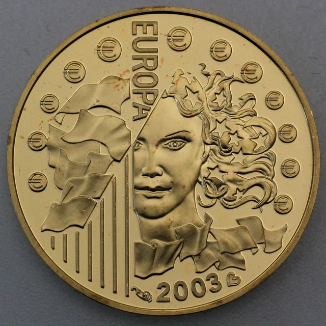 10 Euro Goldmünze Frankreich 2003 - 1. Jahrestag des Euro