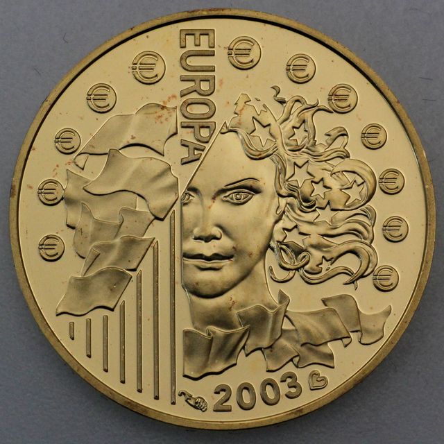10 Euro Goldmünze Frankreich 2003 - 1. Jahrestag des Euro