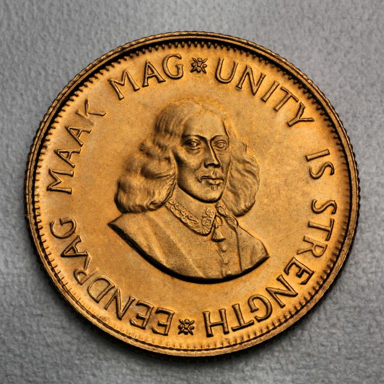 2 Rand Goldmünze Südafrika = Gewicht, Goldgehalt und Größe einer Sovereign Münze