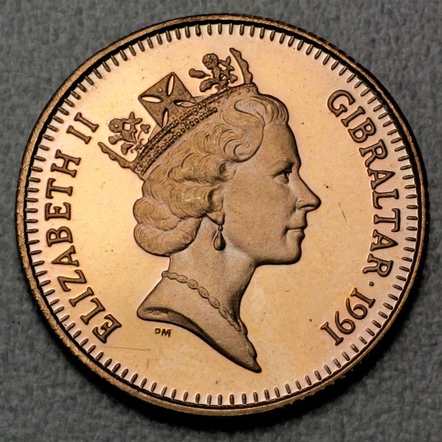 50 Pounds 70 ECUS Goldmünze Gibraltar 1991