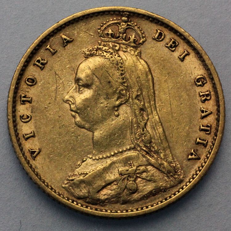 halber Sovereign Königin Victoria mit Krone
