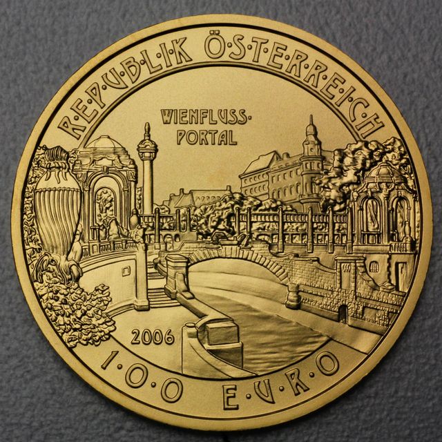 Goldmünze 100 Euro Österreich 2006 - Wienflussportal - Wiener Jugendstil