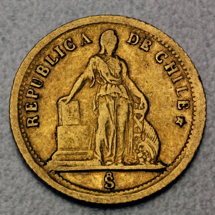 alte 1 Pesos Goldmünze 1863