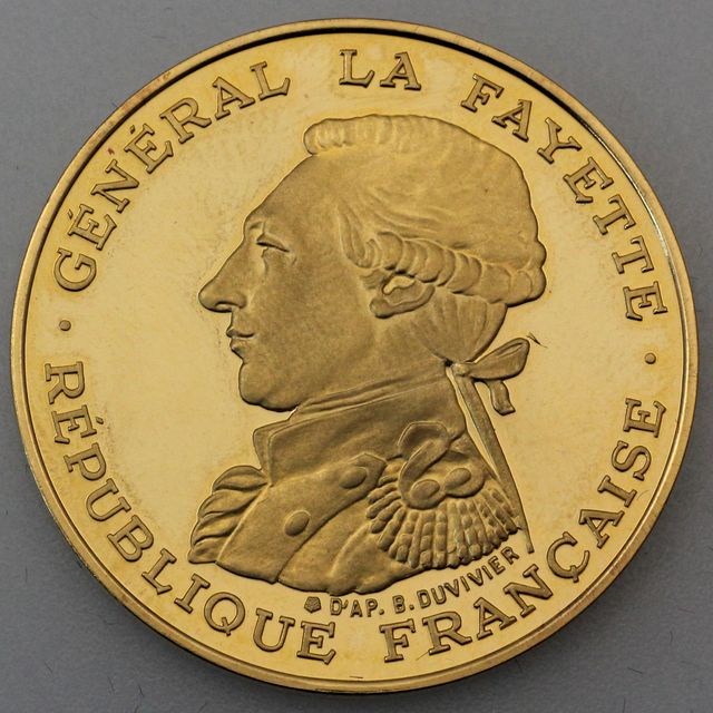 100 Francs Gedenkmünzen 1987 General La Fayette