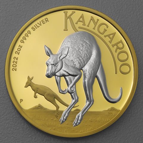 Silbermünze "Australian Kangaroo" (PP und reverse vergoldet)