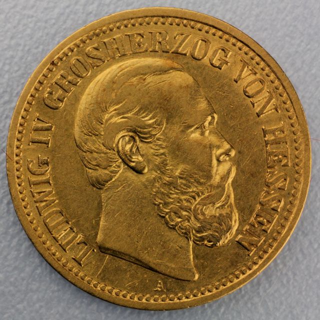 10 Reichsmark Goldmünze Ludwig IV - Hessen - Prägejahr 1890 Jäger Nr. 220