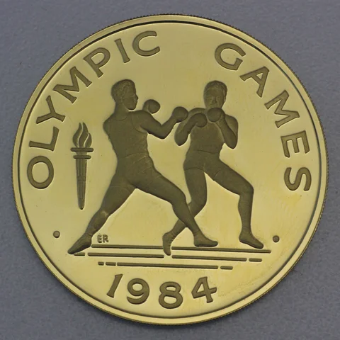 Goldmünze 1000 Tala Samoa 1984 - Boxkampf