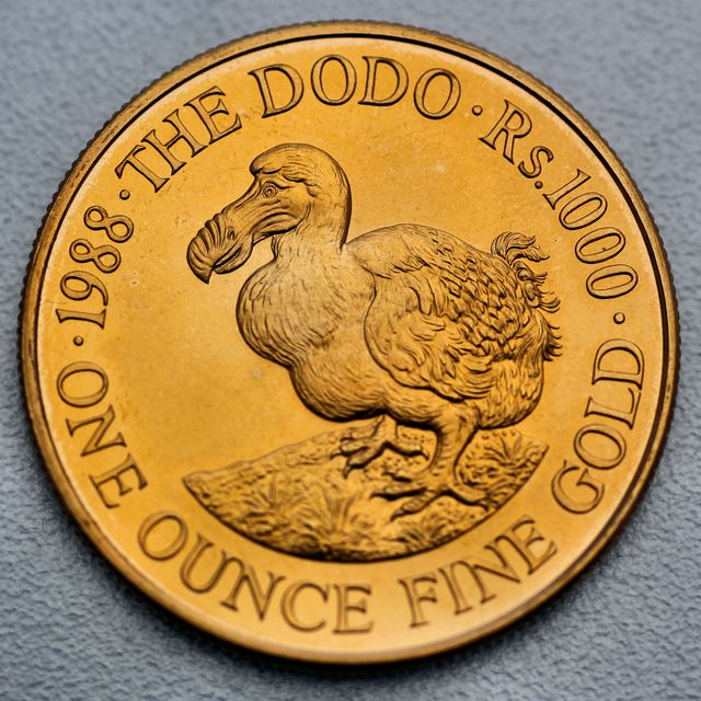 1000 Rupees Goldmünze Mauritius 1oz Gold (22K Münze) The Dodo 1988
