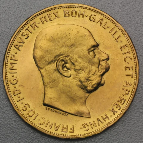 100 Kronen Goldmünze Österreich Original Version 1911 Schwartz