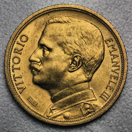 20 Lire Goldmünze Italien Vittorio Emanuele III 