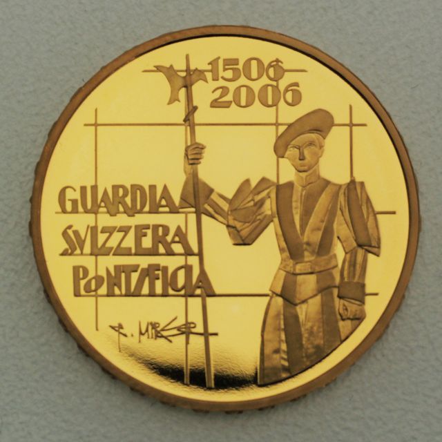 Goldmünze 50 Franken Schweiz 2006 - 500 Jahre Schweizer Garde