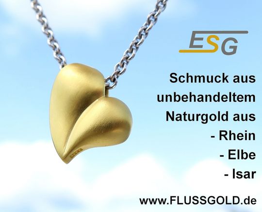 Flussgold Herz Anhänger aus Naturgold