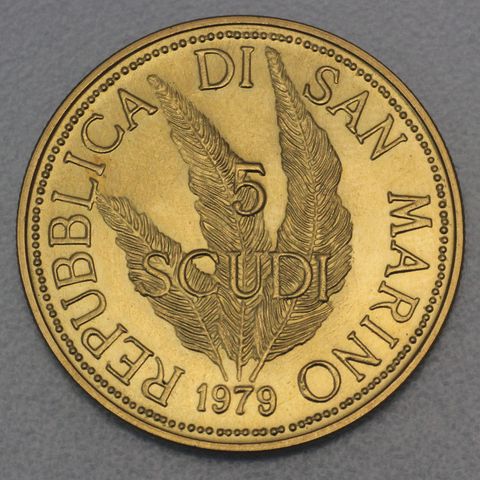 5 Scudi Goldmünze San Marino 1979 - Peace