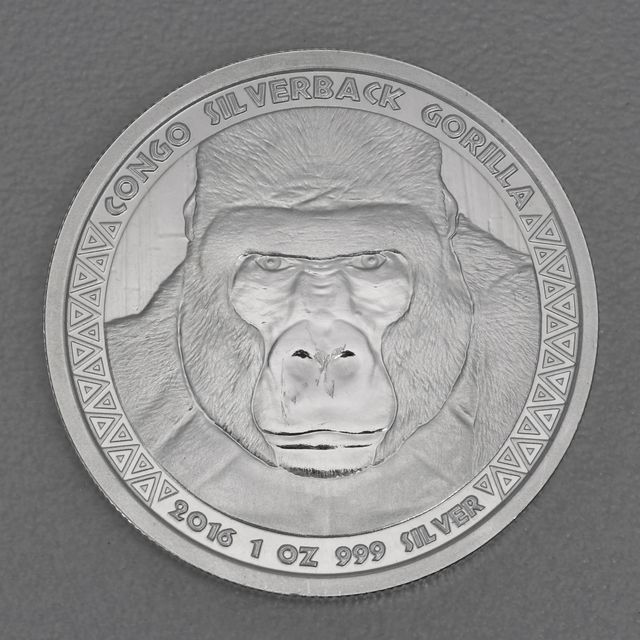 Silbermünze 1oz Congo Silverback Gorilla 2016