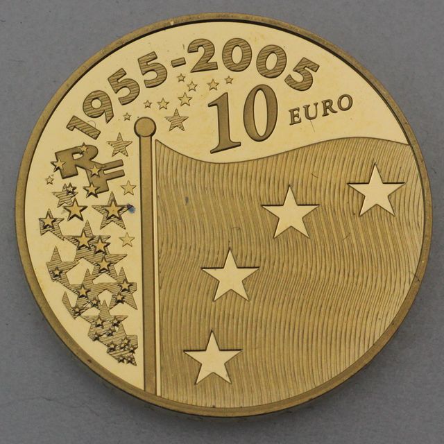 10 Euro Goldmünze Frankreich 2005 Europa Fahne
