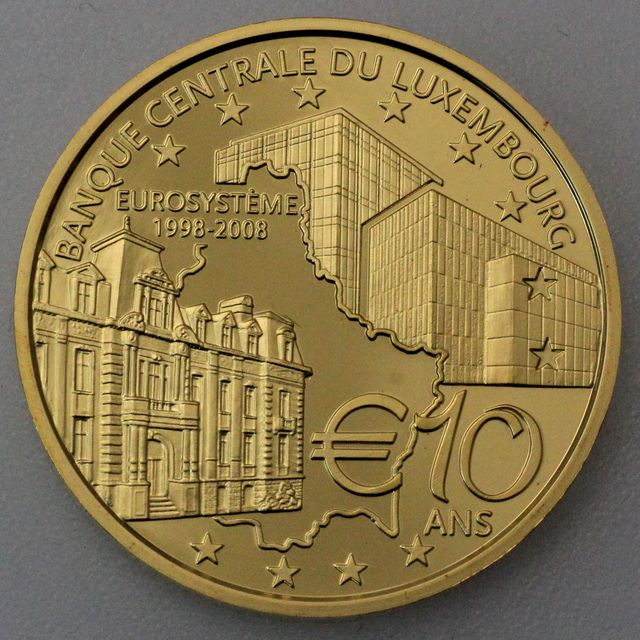 10 Euro Goldmünze 10 Jahre Luxemburgische Zentralbank