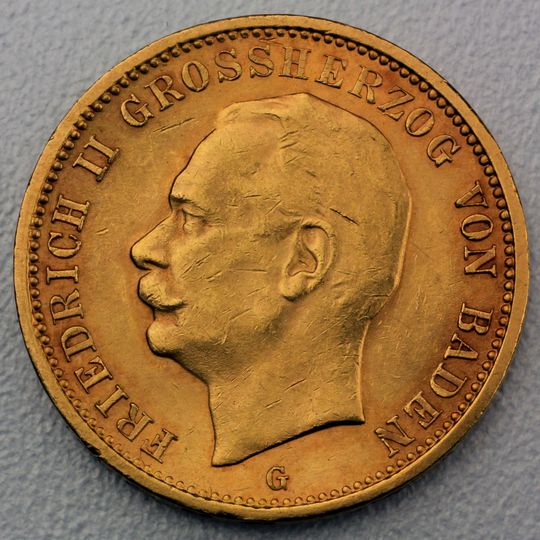 20 Reichsmark Goldmünze Friedrich II - Baden Prägejahre 1911, 1912, 1913, 1914 Jäger Nr. 192
