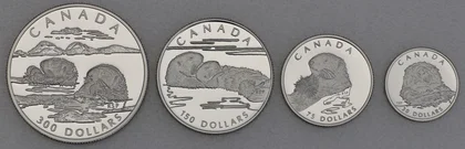 Platinmünzen Canada Wildlife Serie 1994 Sea Otters / Seeotter 1oz, 1/2oz, 1/4oz, 1/10oz