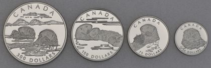 Platinmünzen Canada Wildlife Serie 1994 Sea Otters / Seeotter 1oz, 1/2oz, 1/4oz, 1/10oz
