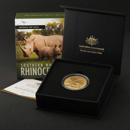 Australia Zoo, 1oz Goldmünze, Nashorn, 2023 mit Verpackung