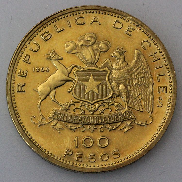 100 Pesos Goldmünze Chile 1968