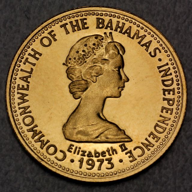 50 Dollars Goldmünze der Bahamas 1975 aus 2,73g 22K Gold