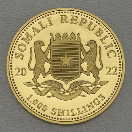 African Wildlife - Somalia Elefant, 1oz Goldmünze 2022