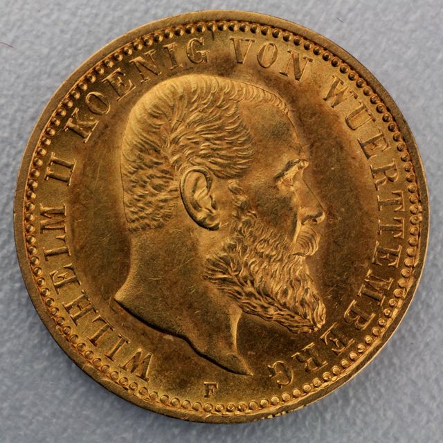 10 Reichsmark Goldmünze Wilhelm II - Württemberg - Prägejahre 1893 bis  1913 Jäger Nr. 295