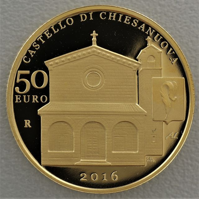 50 Euro Goldmünze San Marino 2016 Castello di Chiesanuova