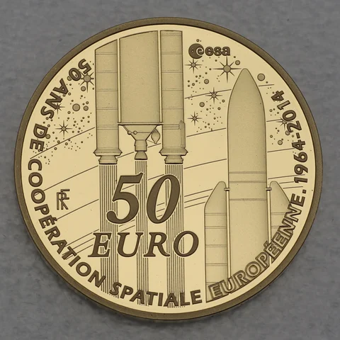Goldmünze 50 Euro Frankreich 2014 - 50 Jahre Weltraumzusammenarbeit