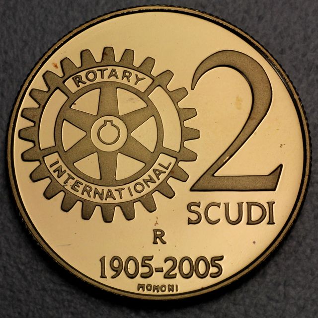 2 Scudi Goldmünze San Marino 2005 Rotary International