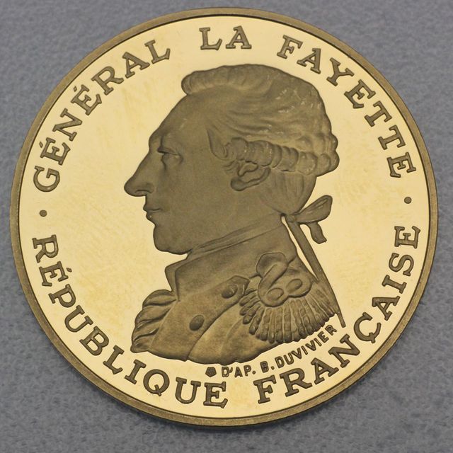 Goldmünze 100 Francs Frankreich 1987 - General La Fayette