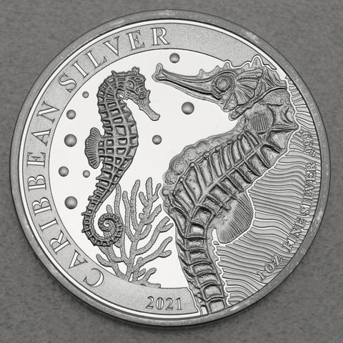 Silbermünze 1oz Barbados Caribbean Silver Seahorse 2021