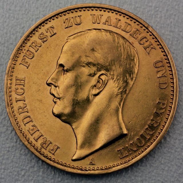 20 Reichsmark Goldmünze Friedrich - Waldeck - Pyrmont - Prägejahr 1903 Jäger Nr. 288