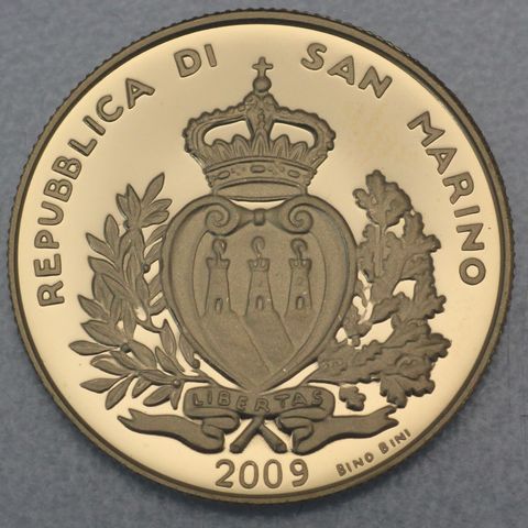 2 Scudi Goldmünze San Marino 2009 - Tesori Sammarines Ceres Bronze Statue
