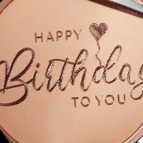 Kupfermedaille mit Motivgravur "Happy Birthday"
