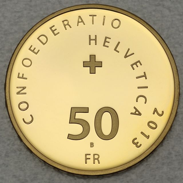Goldmünze 50 Franken Schweiz 2013 - Gotthardpost