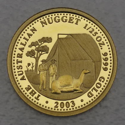 Goldmünze 1/25oz Prospector Serie - Australian Nugget 2003: Goldsucher mit Kamelen