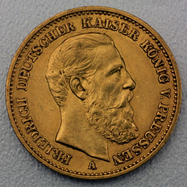 20 Reichsmark Goldmünze Friedrich - Preussen - Prägejahr 1888 Jäger Nr. 248