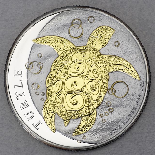 Silbermünze 1oz Niue Turtle Schildkröte 2017 teilvergoldete Variante