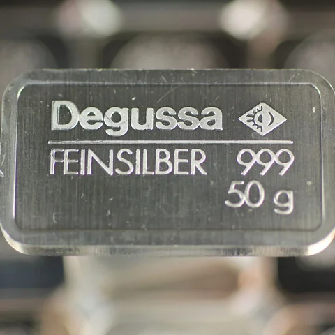 alter Degussa 50g Silberbarren