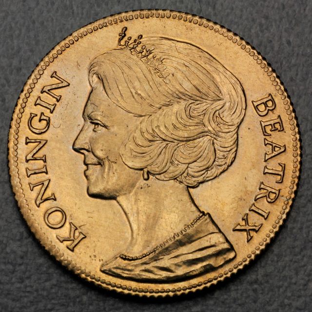 10 Gulden Goldmünze Beatrix Niederlande 1980 mit Krone