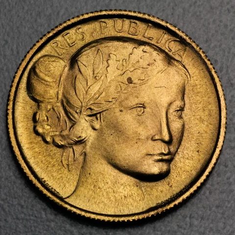 2 Scudi Goldmünze San Marino 1976 - Rauchende Türme