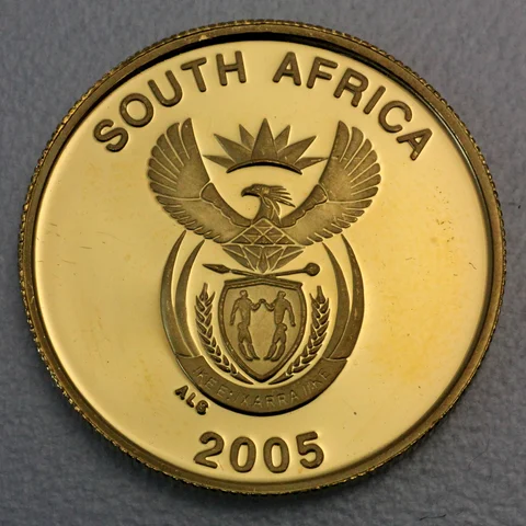 Goldmünze Südafrika 1/4oz 2 Rand 2005 Fussball WM 2006