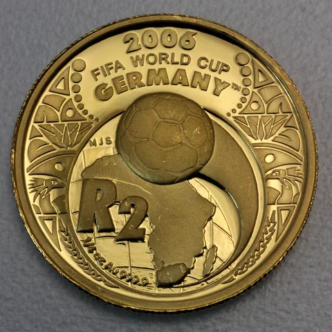 Goldmünze Südafrika 1/4oz 2 Rand 2005 Fussball WM 2006