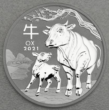 Lunar III, 1oz Silbermünze, Ochse, 2021