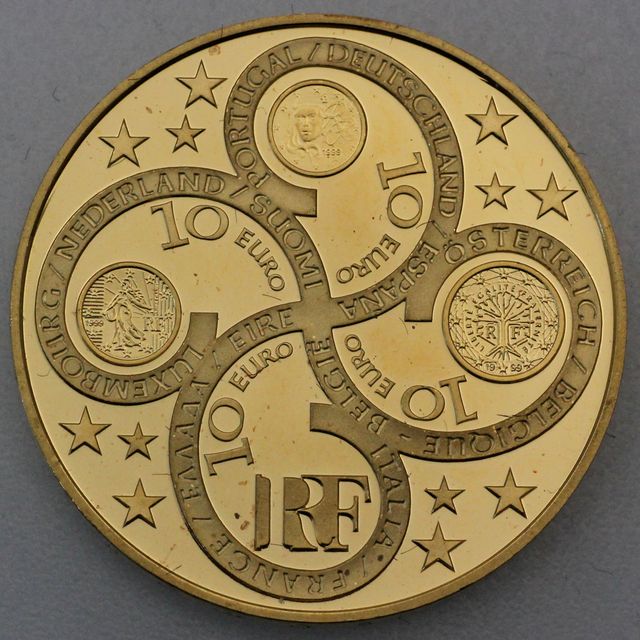 10 Euro Goldmünze Frankreich 2003 - 1. Jahrestag des Euro