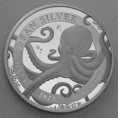 Silbermünze 1oz Barbados Caribbean Silver Octopus 2023