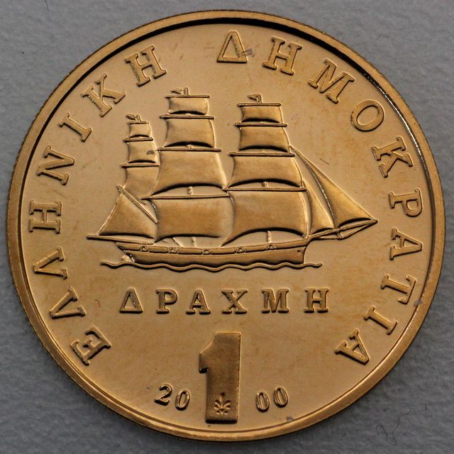 1 Drachmen Goldmünze Griechenland 2000