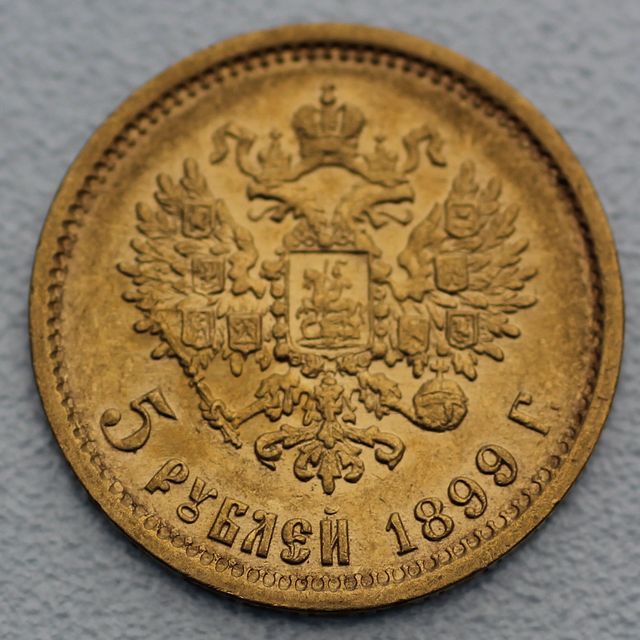 Goldmünze 5 Rubel Nikolaus II
